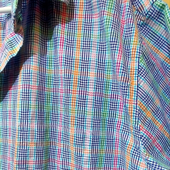 Neiman Marcus Rainbow Plaid Short Sleeve Shirt - Picture 3 of 4
